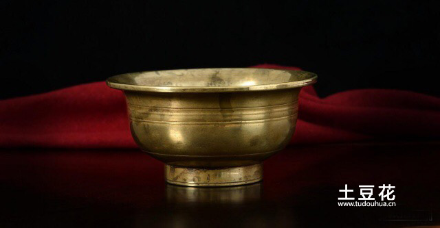 黄金铜老水供碗 老铜碗