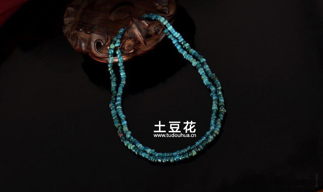 西汉时期蓝色老琉璃珠串 手串项链